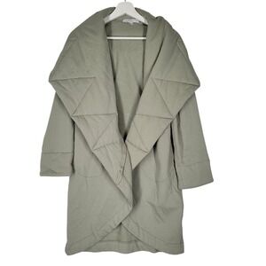 Young Fabulous Broke Quilted Shawl Collar Cardigan Coat M L Olive Green